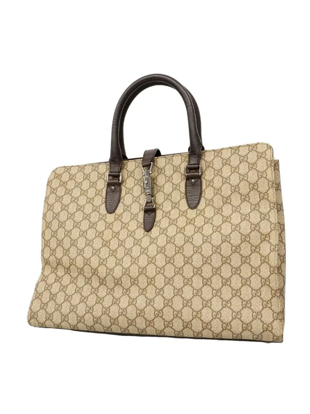 Gucci Handbag GG Supreme Brown Silver